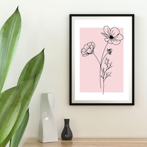 Boho Floral Line Art Print: Flower Market Gallery Wall (Digital Download)