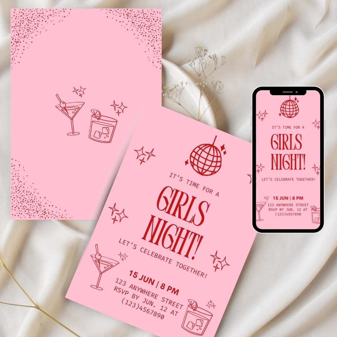 Editable Charcuterie Girls Night Invitation Template, Fun Night Party ...