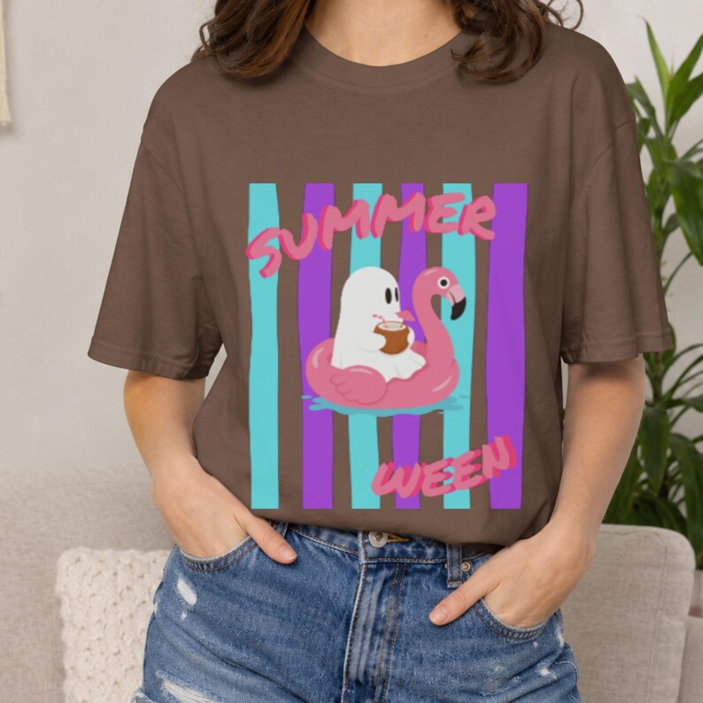 Fun Spooky Summer T-Shirt with funny ghosts and cheerful Summerween style. This soft Comfort Colors tee blends vintage Halloween charm with sunny seasonal vibes, creating a comfortable relaxed top for beach trips, pool parties, Halloween in July, vacations, and ghost lover gifts.