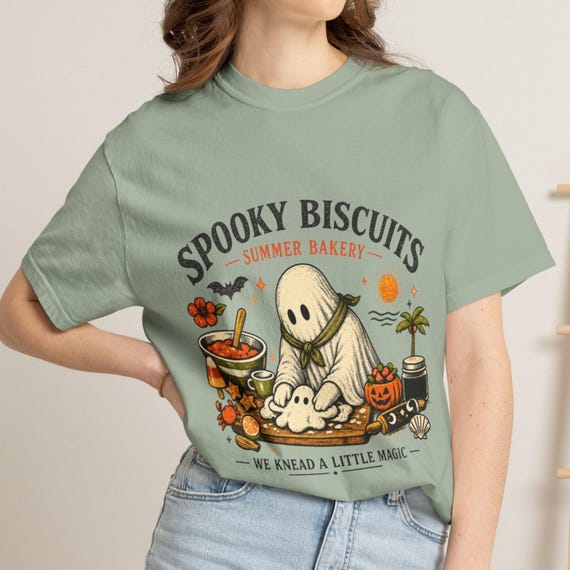 Summerween Shirt with Ghost in Spooky Summer Bakery,Comfort Colors Halloween Tee, Spooky Top for Halloween