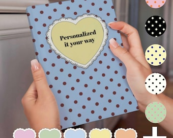Personalized Polka Dot Journal, Custom Name Hardcover Notebook