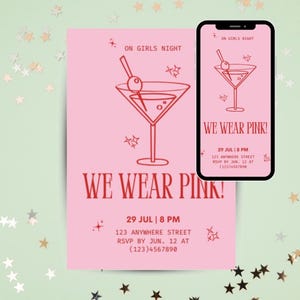 Cocktail Girls  Night In Editable Invitation Ladies Night Invite, Invitation Template, Fun Editable Charcuterie Invite Drinks Cocktail Party