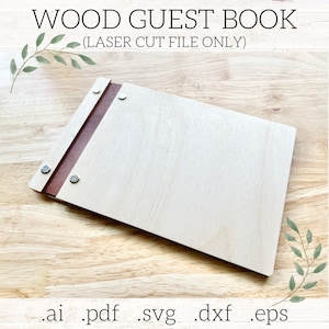 File tagliato al laser / Libro degli ospiti in legno 9"x6" / Download digitale