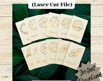 Space & Planets Flashcards Laser Cut File: Montessori Learning (Digital Download SVG, PDF, AI)