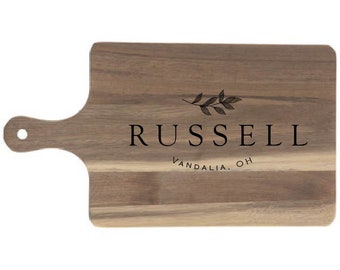 Custom Acacia Wood Serving Board: Personalized Wedding Gift (16x9)