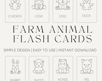 Farm Animal Flashcards: Montessori Learning Cards (SVG, PDF, AI Digital Download)