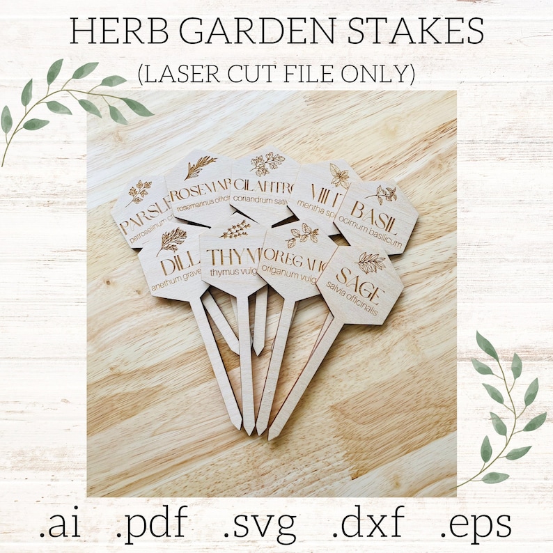 Herb Garden Stakes Laser Cut File, Garden Markers Etsy