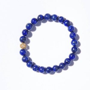 Lapis Lazuli Bracelet with 18k Gold Knot Protector | AAAAA Premium Lapis Lazuli | Solid Gold