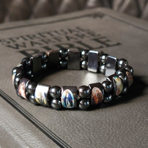 Premium Saints Bracelet in Hematite Stones | Warrior Stones