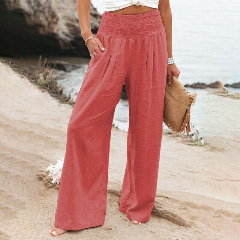 Womens High Waist Palazzo Trousers Casual Lady Loose Wide Leg - Etsy UK