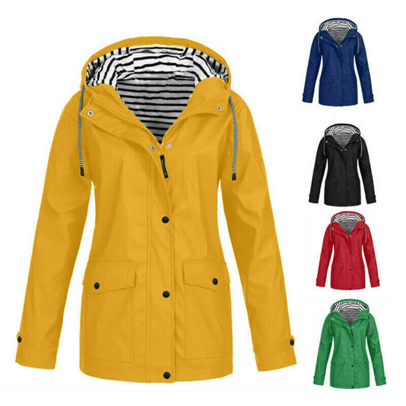 Women Waterproof Jacket Ladies Wind Raincoat Hooded Rain Etsy UK
