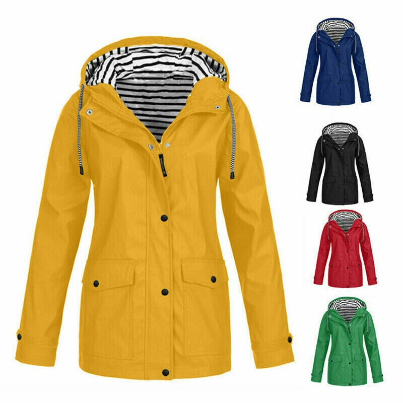 Women Waterproof Jacket Ladies Wind Raincoat Hooded Rain - Etsy UK