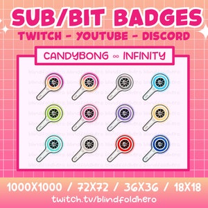 TWICE CANDYBONG ∞ INFINITY (Nuevo Lightstick V3) Insignias Sub/Bit (12) / Twitch, Discord, YouTube / K-Pop Cute Kawaii Chibi Kpop Streaming Emoji
