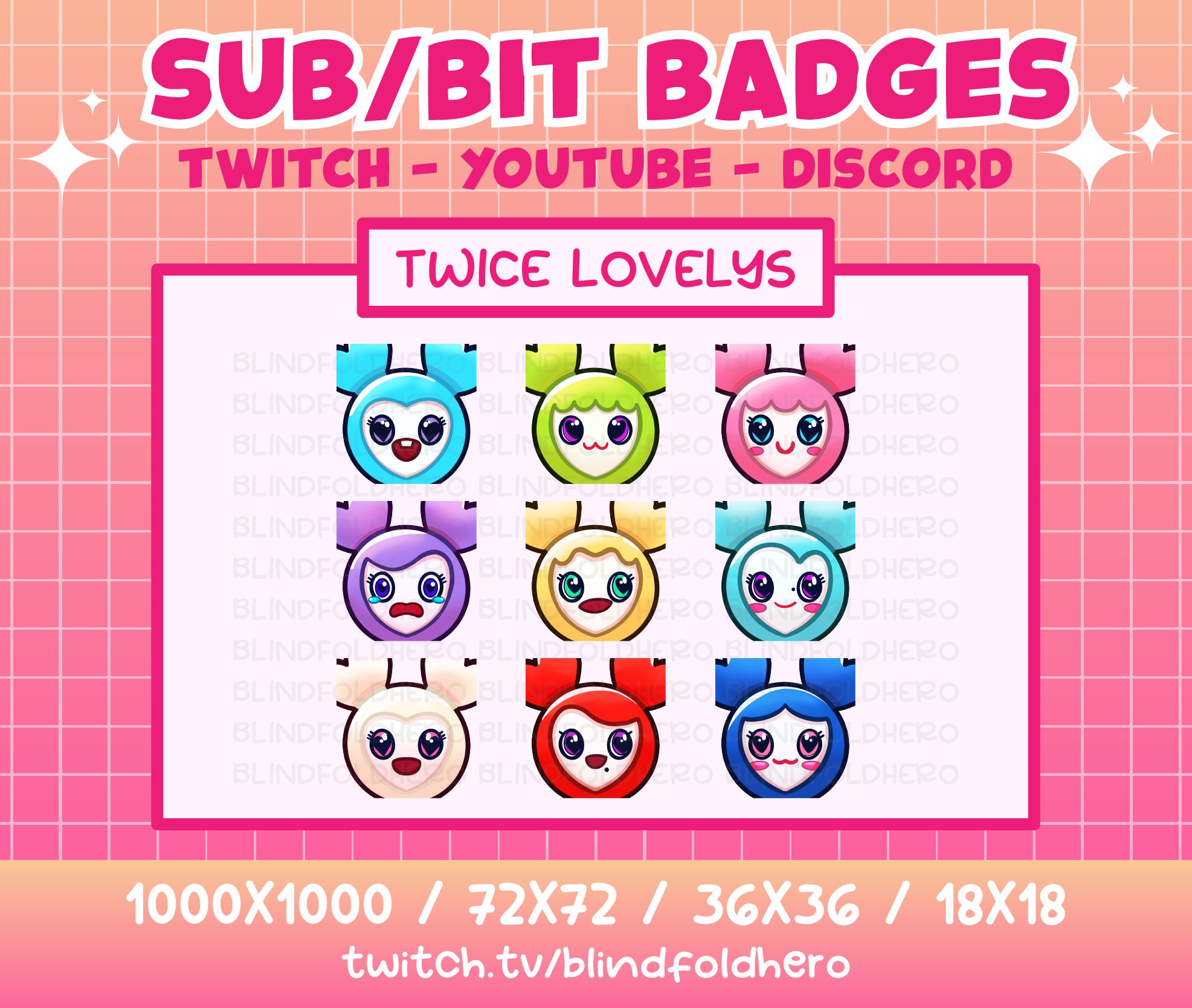 TWICE LOVELYS Sub/bit Badges (9) | for Streaming on Twitch