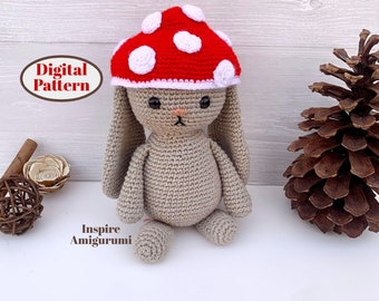 Bunny with Mushroom Cap Amigurumi - Digital Crochet Pattern