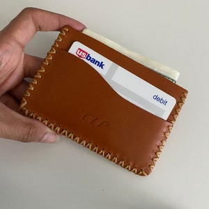 Cartera de cuero delgada minimalista minimalista de pavo hecha a mano / Billetera de bolsillo de cuero delgado / Portatar tarjetas de cuero para hombres / Cuero 100% genuino