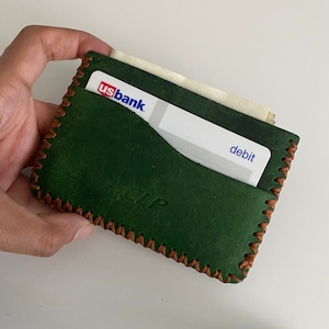 Carteira de couro fina minimalista de luxo feita à mão da Turquia | Carteira de bolso de couro fino | Porta-cartões de couro masculino | 100% Couro Genuíno