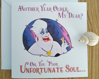 Ursula Evil Sea Witch from Ariel Little Mermaid Birthday Card / You Poor Unfortunate Soul