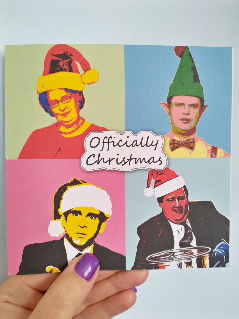 The Office US Christmas Pop Art Christmas Card Michael Scott Dwight Schrute Kevin Malone phyllis