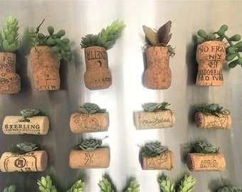 Wine Cork Faux Succulent Magnet Sets, Fall Fridge Plant Holders, Baby Shower, Bar Decor,Wedding Engagement Favors,Winter Refrigerator Magnet