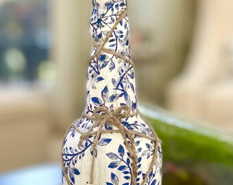 Handgemaakte glazen decoupage vazen, Franse bloemen Mason Jar, boerderij boho shabby chic middelpunt, huwelijkscadeau, woondecoratie, geüpcycled decor