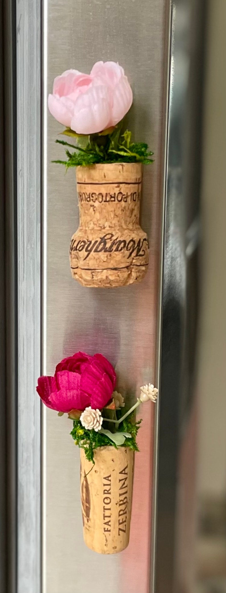 Wine Cork Plant Fridge Flower Decor, Rustic Wedding Favors, Faux Plant Sets