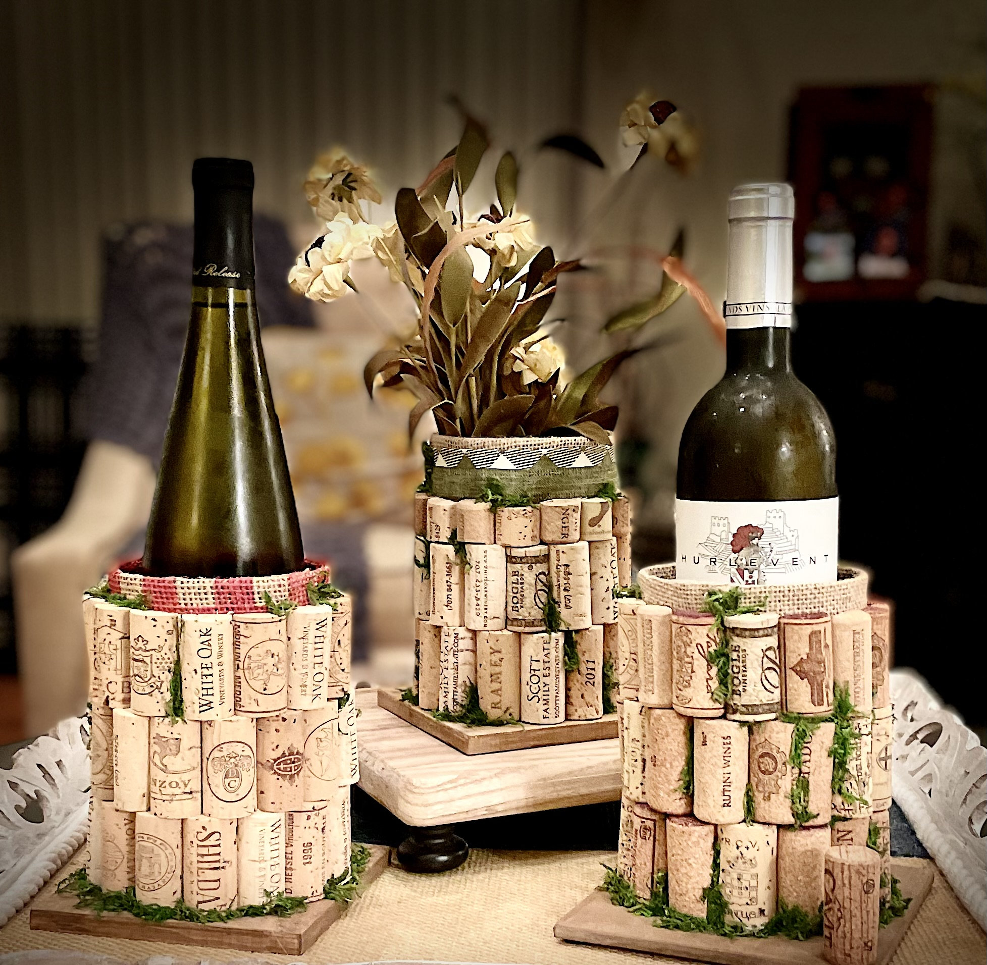 Wine Cork Bottle Stand/vase & Glass Charms Wine Cork Vase Etsy