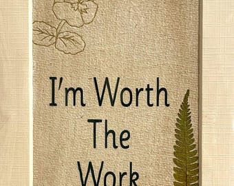 Pressed Fern Art, Botanical Canvas, Mini Affirmation Decor