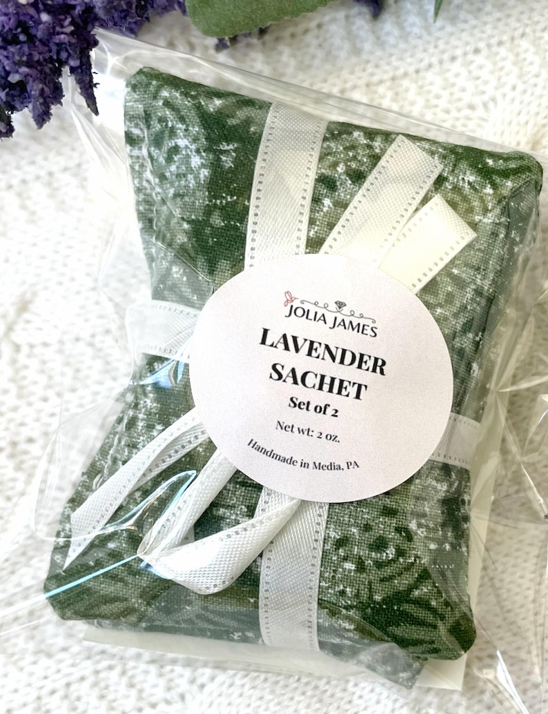 Handmade Lavender Sachet Sets, Botanical Cotton Linen Drawer Fresheners ...