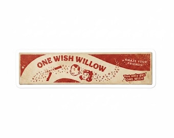 One Wish Willow Vintage Novelty Sticker, Retro Movie Prop Box Die Cut Vinyl Decal, Waterproof UV Resistant Laptop Water Bottle Sticker