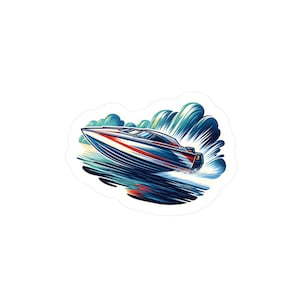 Speedboat Racing Vinyl Sticker, High Speed Watercraft Ocean Decal
