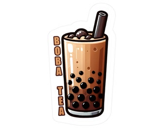 Boba Tea Vinyl Sticker - Trendy Tapioca Pearl Drink Decal for Laptop, Water Bottle, Notebook, Bubble Tea Lover Gift