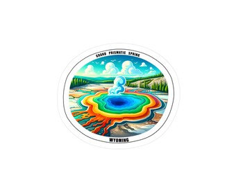 Grand Prismatic Spring Wyoming Vinyl Sticker, Colorful National Park Decal