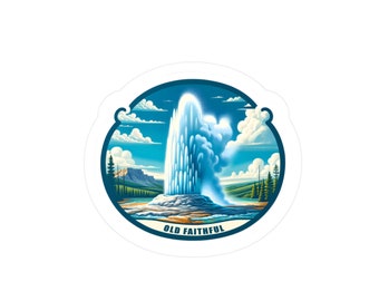 Glacier National Park Old Faithful Geyser Vinyl Sticker - Outdoor Adventure and Nature Decor