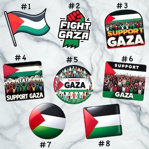 Support Gaza Vinyl Stickers - 25 Percent Donated to Gaza Relief - Palestinian Flag & Protest Decals for Solidarity and Awareness