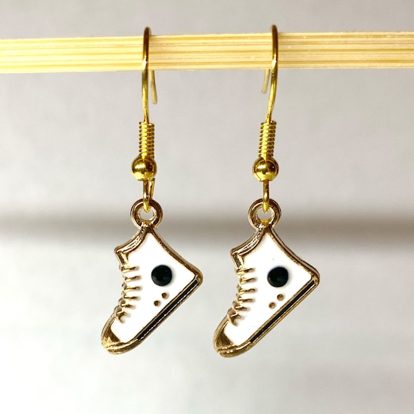 Black & White Converse High Top Earrings