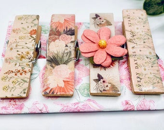 4 wide Magnetic decorative resin clothespins, handmade, clothespins, wide clothespins, refrigerator magnets, refrigerator clothespins