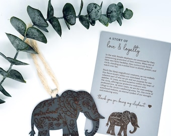 Story Card Elephant Ornament, Sisterhood, Car Charm Inspirational Heartfelt Keepsake Gift for Friends