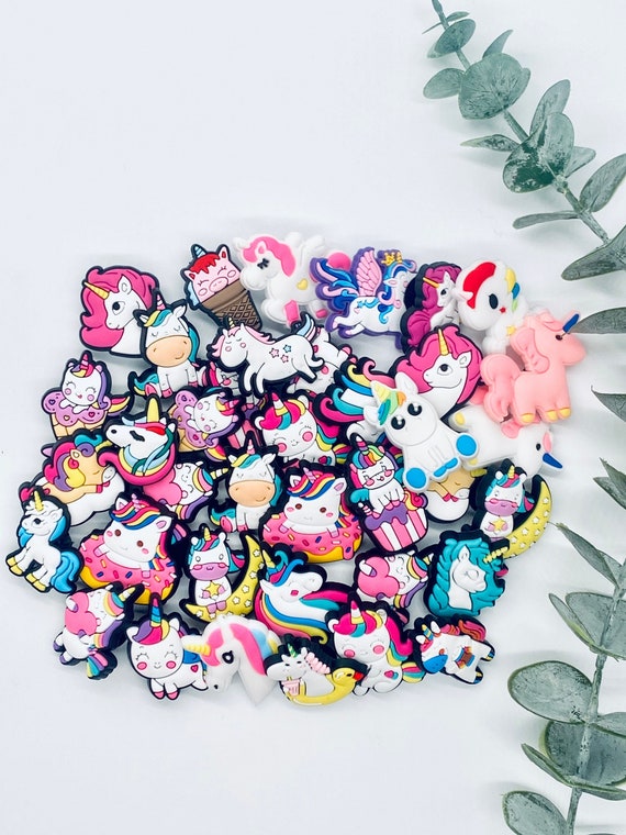 Charms For Shoes, 31PCS Rainbow Unicorn Aesthetic Shoe Pins With Glow In Night For Shoes, Wristband, Teens Girls, Women, Adults