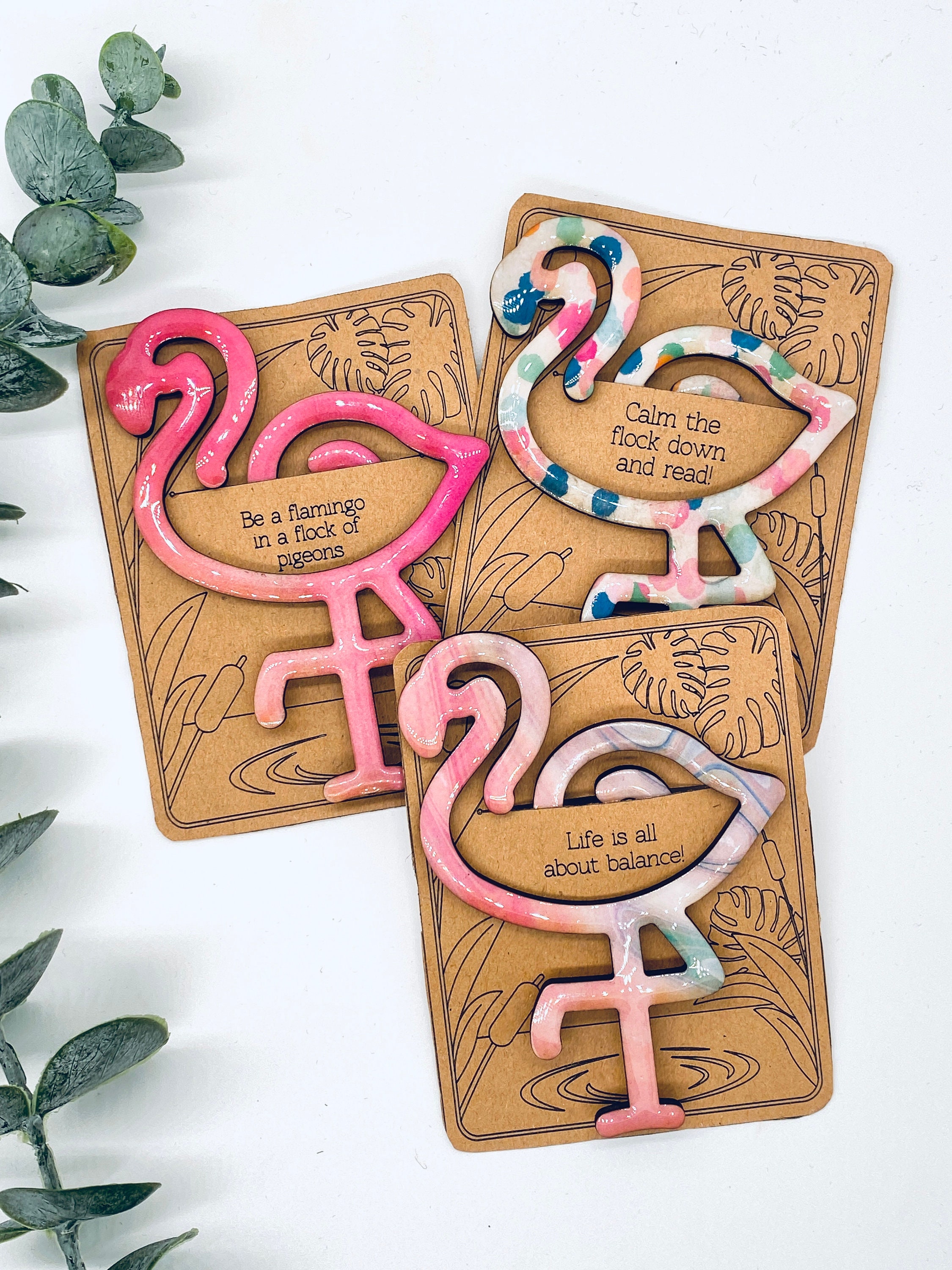 Custom 3Pack Flamingo Bookmakers, Adorable Flamingo Trio, bookmarks, Personalized set of 3 flamingo bookmarks, Flamingo page markers