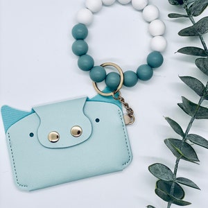 Wristlet Keychain Wallet / Tarjeta de identificación Holder Wallet Key Chain / Bangle Keychain Purse / Cute Beaded Wallet / Key Chain Wristlet / Women Wallet