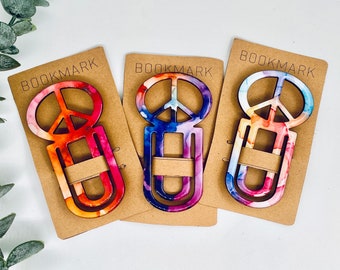 Handmade Resin Peace Sign Bookmark Set of 3