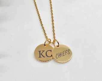 Kansas City Chiefs, Chiefs Necklace, Name Necklace, Chiefs, KC football,fan jewelry