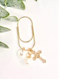 Mini Initial Paper Clip: Cross, Pearl, Planner Accessory