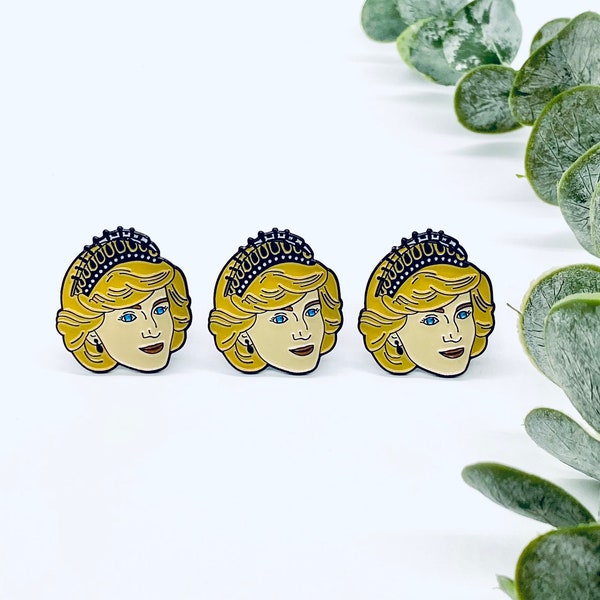 Princess Di enamel pins, backpack pins, princess, Princess Diana, England, UK, UK pins,