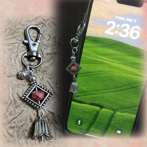 Multi-Function Coral Colored Zipper Pull, Phone Charm, Scissor Fob, Purse Charm