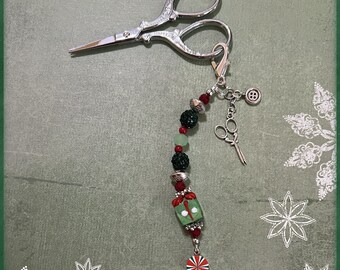 Christmas Scissor Fob - Perfect Gift for Any Needle Crafter! Zipper Pull, Planner Charm
