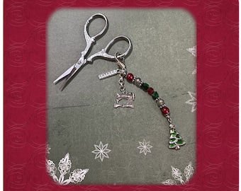 Christmas Scissor Fob - Perfect Gift for Any Needle Crafter! Zipper Pull, Planner Charm