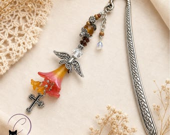 Handmade Angel Bookmark with Cross Charm – Religious Bible Bookmark – Faith Gift – Christian Stocking Stuffer