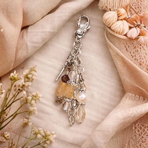 Beige Planner Charm, Scissor Fob, Keychain, Purse Charm